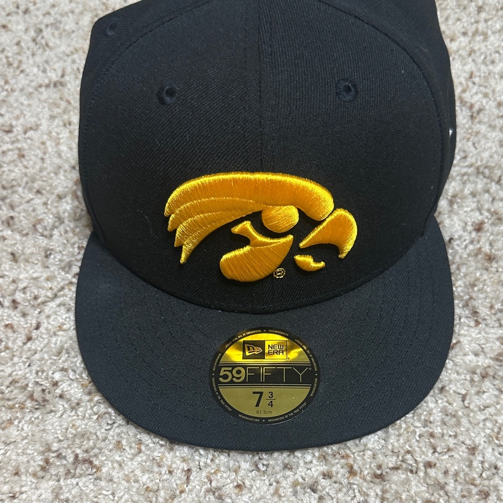 Hawkeye University of Iowa New Era Black and Yellow 59FIFTY Cap